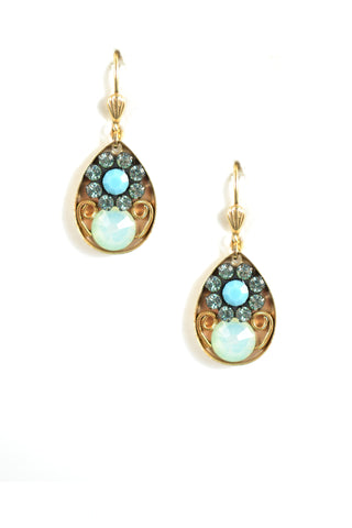 Clara Beau Green Swarovski crystal Tear Drop Mosaic earrings EG33