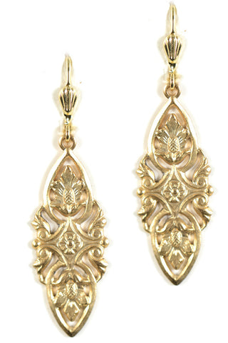 Clara Beau Long Vintage Oval Filigree Shell Dangle Earrings ER66