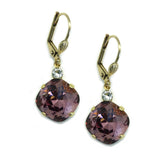 Antique Pink Clara Beau12mm Square swarovski crystal Shell wire earrings ES31