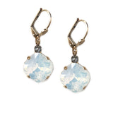 Opal Clara Beau 12mm Square swarovski crystal Shell wire earrings ES31
