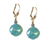 Pacific Opal Clara Beau 12mm Square swarovski crystal Shell wire earrings ES31