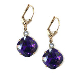 Purple Velvet Clara Beau 12mm Square swarovski crystal Shell wire earrings ES31