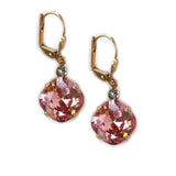 Rose Peach Clara Beau 12mm Square swarovski crystal Shell wire earrings ES31