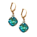 SeaFoam Clara Beau 12mm Square swarovski crystal Shell wire earrings ES31