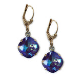 Utlra Purple  Clara Beau 12mm Square swarovski crystal Shell wire earrings ES31