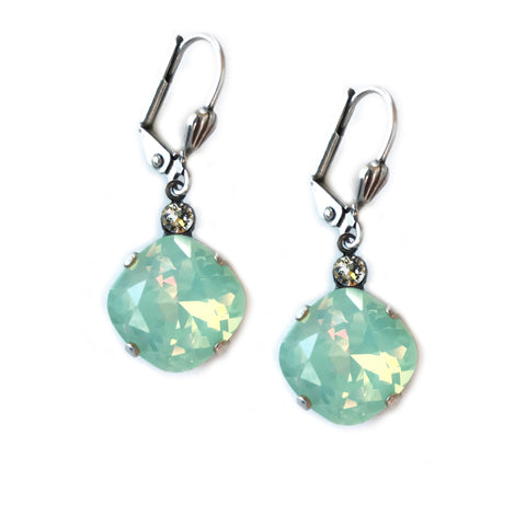 Crysolite Opal Clara Beau 12mm Square swarovski crystal Shell wire earrings ES31