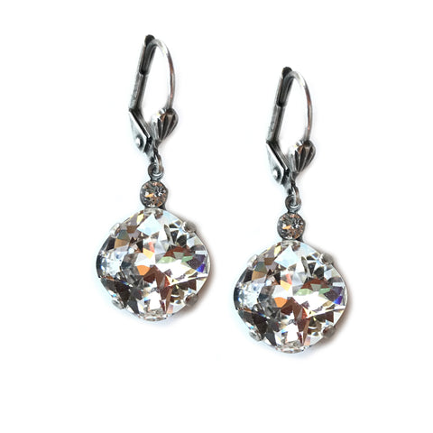 Crystal Clara Beau 12mm Square swarovski crystal Shell wire earrings ES31
