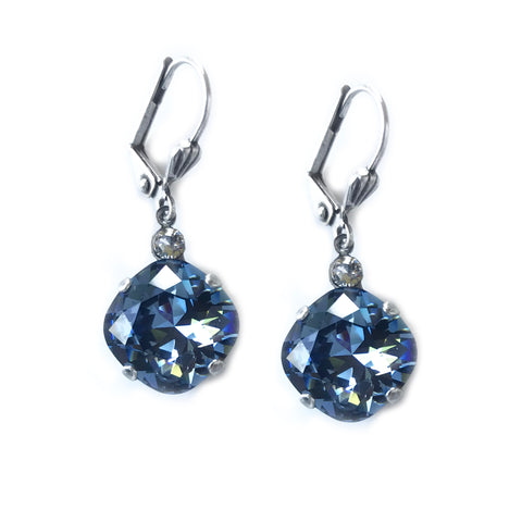 Denim Clara Beau 12mm Square swarovski crystal Shell wire earrings ES31