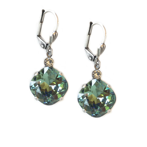 Erinite Clara Beau 12mm Square swarovski crystal Shell wire earrings ES31