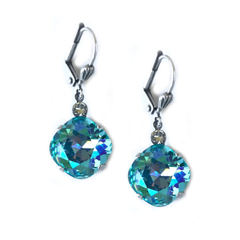 OceanAB Clara Beau 12mm Square swarovski crystal Shell wire earrings ES31