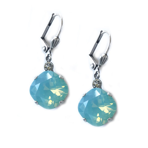 Pacific Opal Clara Beau 12mm Square swarovski crystal Shell wire earrings ES31