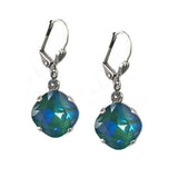 SeaFoam Clara Beau 12mm Square swarovski crystal Shell wire earrings ES31