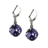 Tanzanite Clara Beau 12mm Square swarovski crystal Shell wire earrings ES31