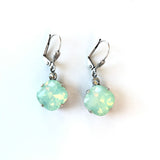 Pacific Opal Clara Beau Silver 12mm Square swarovski crystal Shell wire earrings ES31
