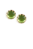 Clara Beau Fabulous Cat Eye crystal Basket setting Post earrings EW27 Gold