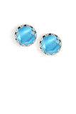 Clara Beau Fabulous Cat Eye crystal Basket setting Post earrings EW27 Gold