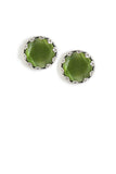Clara Beau Fabulous Cat Eye crystal Basket setting Post earrings EW27 Silver
