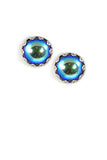 Clara Beau Fabulous Cat Eye crystal Basket setting Post earrings EW27 Gold