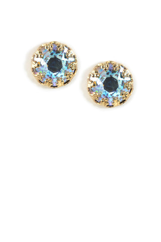 Clara Beau Crystal Patina Basket setting Swarovski Post earrings EW28 Gold - White Patina