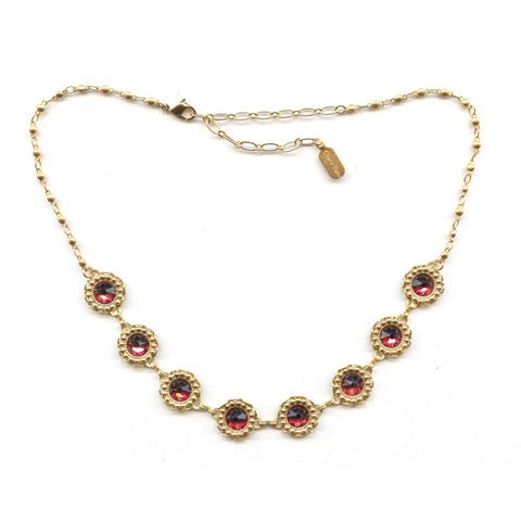 Clara Beau Gold Antique Pink Scallop Deco Swarovski crystal Necklace