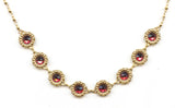 Clara Beau Gold Antique Pink Scallop Deco Swarovski crystal Necklace