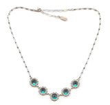 Clara Beau Silver Zircon 5-Stone Scallop Deco Swarovski crystal Necklace