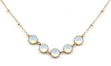 Clara Beau Gold White Opal 5-Stone Scalloped Swarovski crystal Necklace
