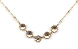 Clara Beau Gold Silk 5-Stone Scalloped Swarovski crystal Necklace