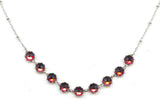 Clara Beau scallop edge Silver Necklace with Swarovski crystal nf191