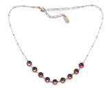 Clara Beau scallop edge Silver Necklace with Swarovski crystal nf191