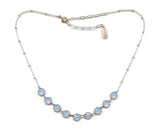 Clara Beau scallop edge Silver Necklace with Swarovski crystal nf191