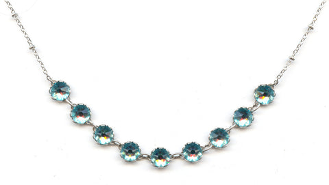 Clara Beau scallop edge Silver Necklace with Swarovski crystal nf191