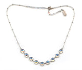 Clara Beau scallop edge Silver Necklace with Swarovski crystal nf191