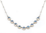 Clara Beau scallop edge Silver Necklace with Swarovski crystal nf191