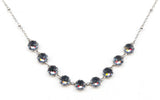 Clara Beau scallop edge Silver Necklace with Swarovski crystal nf191