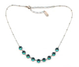 Clara Beau scallop edge Silver Necklace with Swarovski crystal nf191