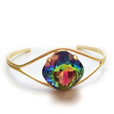 Clara Beau chunky Antique Square 18mm Swarovski crystal Gold Open Cuff Bracelet BY66 Vitrial