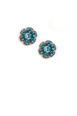 Clara Beau Blue Aqua Zircon Flower Post earrings EG206
