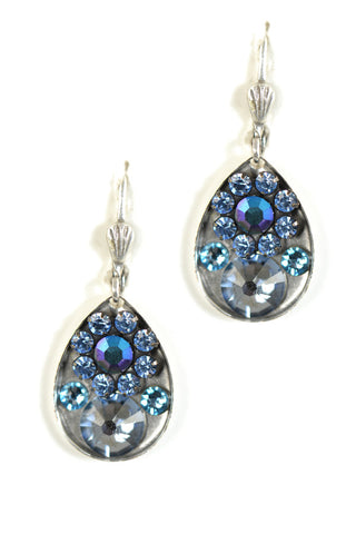 Clara Beau Silver Blues Tear Drop Mosaic earrings EG42