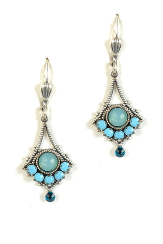 Clara Beau Deco Pacific Opal Turquoise Swarovski crystal Wing Mosaic earrings EG59