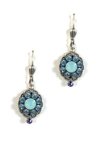 Clara Beau Pacific Opal Blues Swarovski crystal Small Oval Mosaic earrings EG65