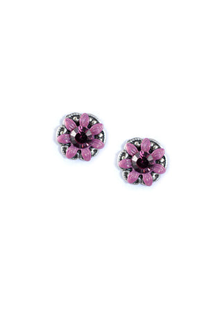 Clara Beau Lovely Pink Flower Amethyst Swarovski crystal Post earrings EG293