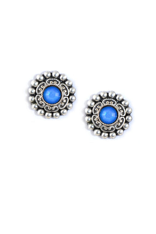 Clara Beau Silver Sky Blue Swarovski crystal Deco Post earrings EG304