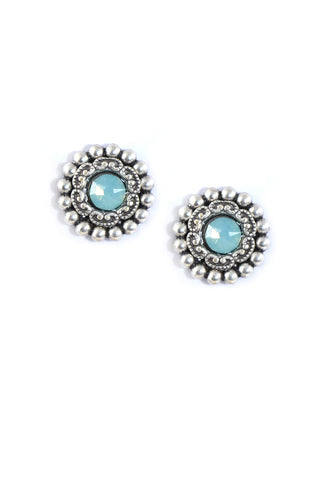 Clara Beau Silver Pacific Opal Swarovski crystal Deco Post earrings EG305