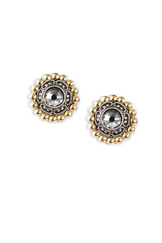Clara Beau Crystal Gold Silver 2-tone Swarovski Deco Post earrings EG306