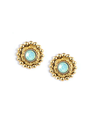 Clara Beau Golden Chrysolite Opal Swarovski Crystal Deco Post earrings EG308
