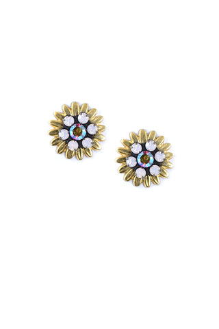 Clara Beau Gold Rose Opal Swarovski Crystal Sun Blossom Post earrings EG316