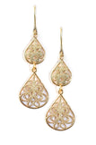 Clara Beau Ornate  Drop Filigree Chandalier Earrings Gold