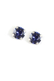 Clara Beau Charming 9mm Round Swarovski Crystal Post earrings ES14 Silver Tanzanite
