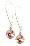 Clara Beau Gold 12mm Square swarovski crystal Long dangle earrings ES27